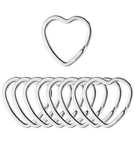 Mandala Crafts 1.2" Silver Heart Metal Key Rings 25 Count