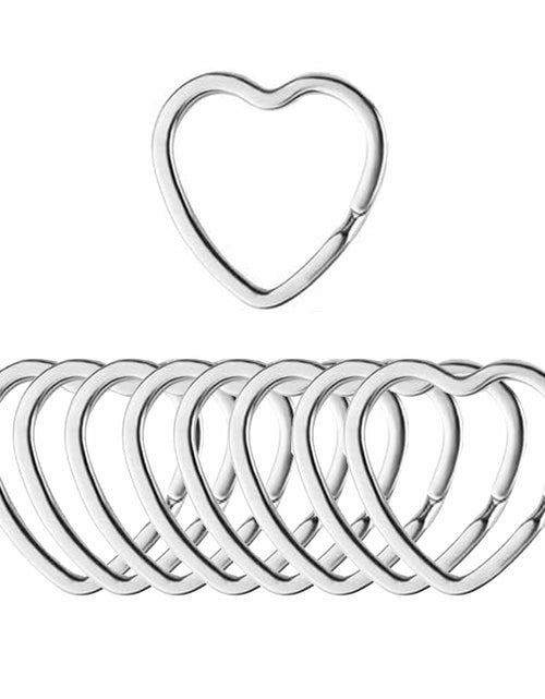 Load image into Gallery viewer, Mandala Crafts 1.2" Silver Heart Metal Key Rings 25 Count
