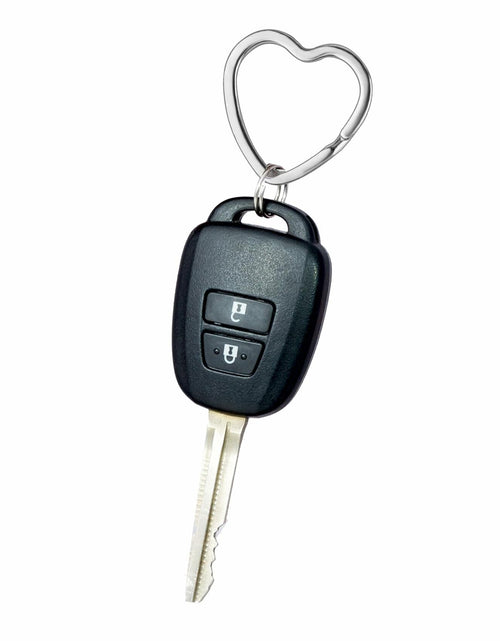Load image into Gallery viewer, Mandala Crafts 1.2" Silver Heart Metal Key Rings 25 Count
