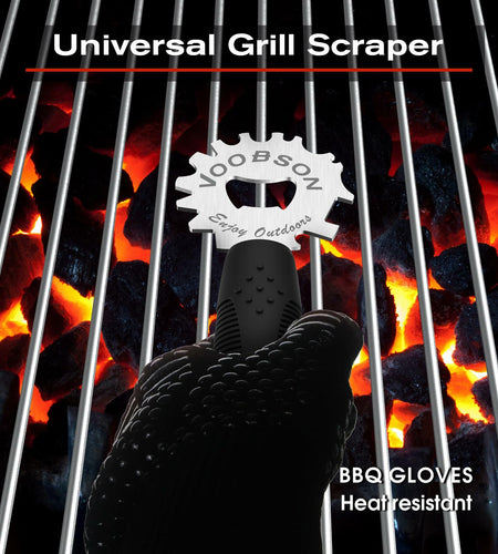 VOOBSON Grill Scraper Stainless Steel Extended Handle Bottle Opener Gloves