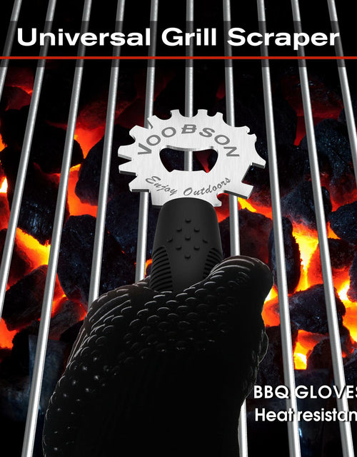 Load image into Gallery viewer, VOOBSON Grill Scraper Stainless Steel Extended Handle Bottle Opener Gloves
