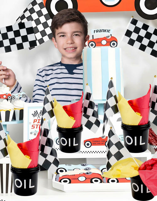 Load image into Gallery viewer, [Like New] HFYZZ Racing Table Centerpieces Set of 8 with Flags Buckets Stickers
