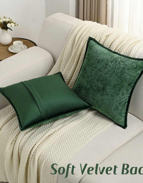Load image into Gallery viewer, [Like New] FUTEI Dark Green Chenille Throw Pillow Covers Set of 2 26x26 Inch Euro Sham
