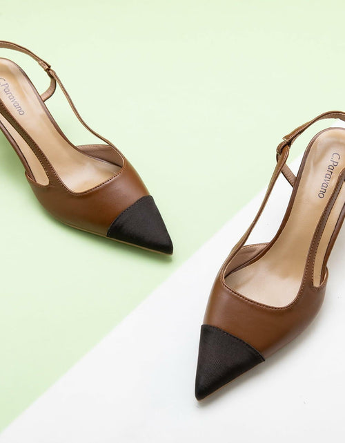 Load image into Gallery viewer, C.Paravano Women's Pointed Toe Slingback Pumps Brown Heels Size 6
