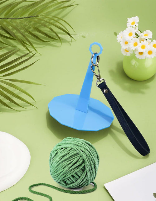 Load image into Gallery viewer, Portable Wrist Yarn Holder with Leather Strap Yarn Ball Organizer Blue

