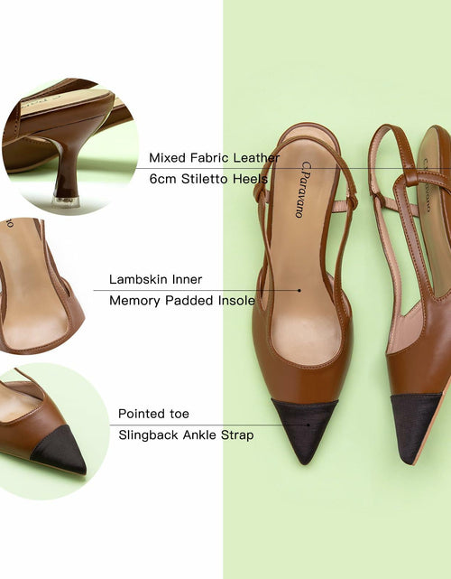 Load image into Gallery viewer, C.Paravano Women's Pointed Toe Slingback Pumps Brown Heels Size 6
