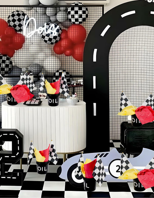 Load image into Gallery viewer, [Like New] HFYZZ Racing Table Centerpieces Set of 8 with Flags Buckets Stickers

