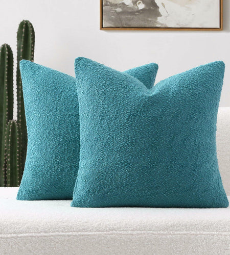 [Like New] FUTEI Teal Blue Decorative Throw Pillow Covers 16x16 Inch Pack of 2