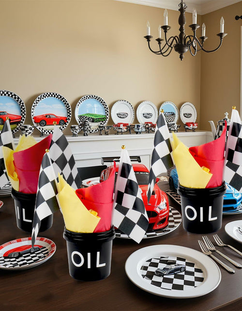 Load image into Gallery viewer, [Like New] HFYZZ Racing Table Centerpieces Set of 8 with Flags Buckets Stickers
