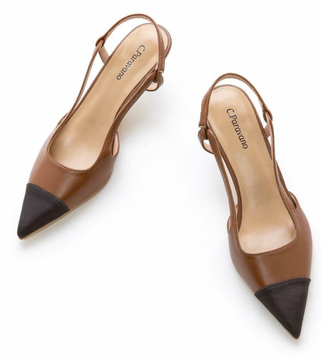 C.Paravano Women's Pointed Toe Slingback Pumps Brown Heels Size 6