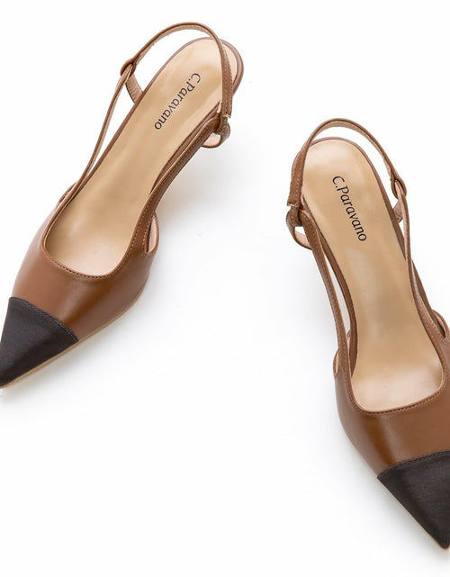 Load image into Gallery viewer, C.Paravano Women's Pointed Toe Slingback Pumps Brown Heels Size 6
