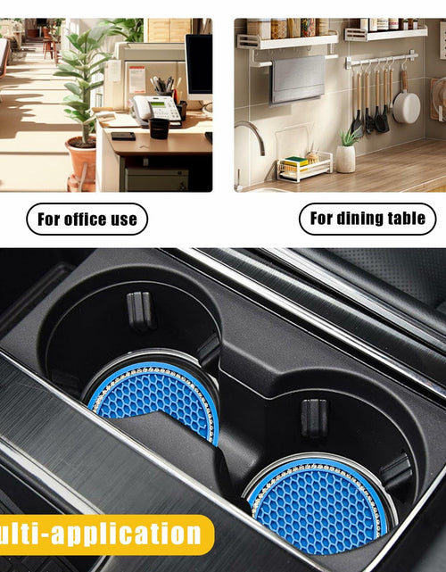 Load image into Gallery viewer, Ohleats 2PCS Car Cup Coaster 2.75" Crystal Rhinestone Silicone Light Blue White
