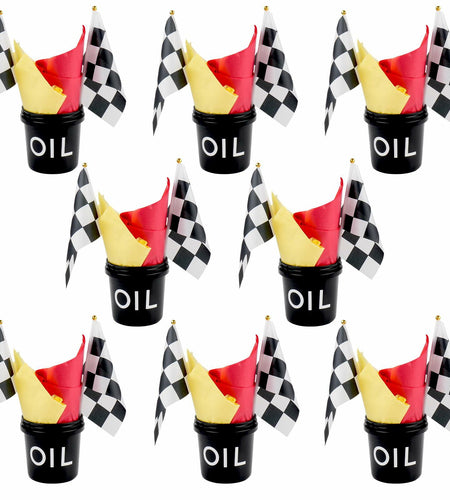 [Like New] HFYZZ Racing Table Centerpieces Set of 8 with Flags Buckets Stickers