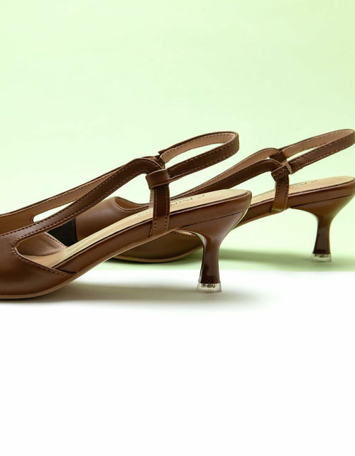 Load image into Gallery viewer, C.Paravano Women's Pointed Toe Slingback Pumps Brown Heels Size 6
