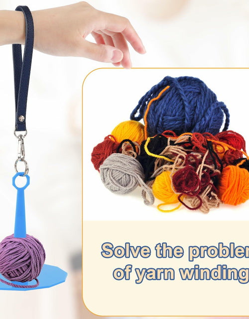 Load image into Gallery viewer, Portable Wrist Yarn Holder with Leather Strap Yarn Ball Organizer Blue
