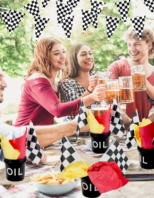 Load image into Gallery viewer, [Like New] HFYZZ Racing Table Centerpieces Set of 8 with Flags Buckets Stickers
