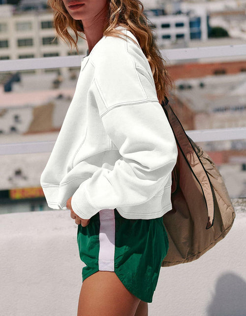 Load image into Gallery viewer, Darong Womens Oversized Patchwork Plush Sweatshirt White Size XL
