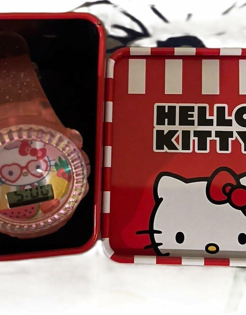 Load image into Gallery viewer, Sanrio Hello Kitty Kids LCD Watch Pink Glitter Strap Iridescent Bezel
