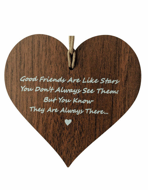Load image into Gallery viewer, Wooden Antique Hanging Heart Plaque Sign Brown Good Friends Quote
