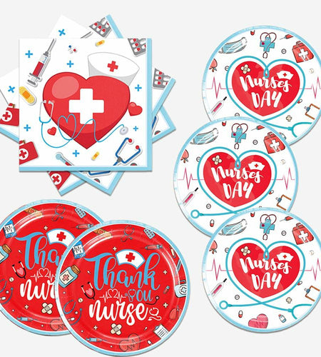 48pcs Nurse Graduation Party Supplies 24 Dessert Plates 24 Napkins