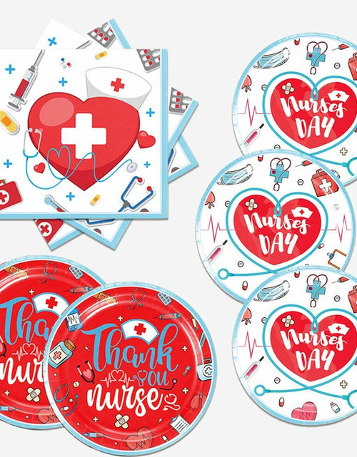 Load image into Gallery viewer, 48pcs Nurse Graduation Party Supplies 24 Dessert Plates 24 Napkins
