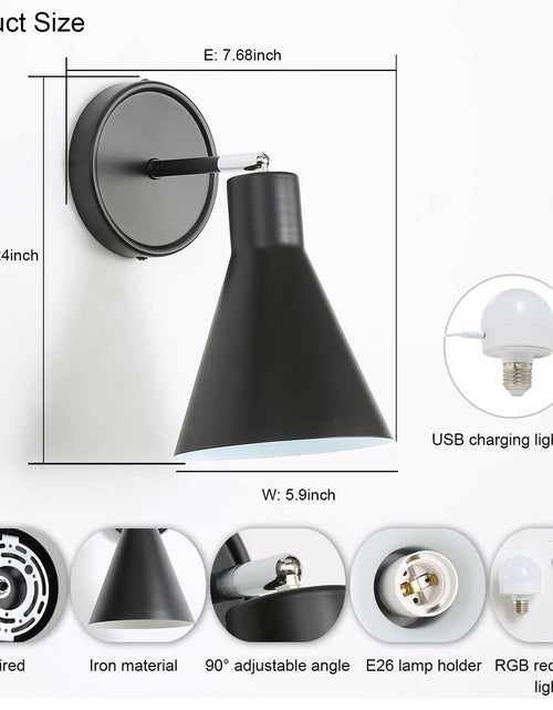 Load image into Gallery viewer, FILIMITIY Battery Operated Modern Dimmable LED RGB Wall Sconce Black
