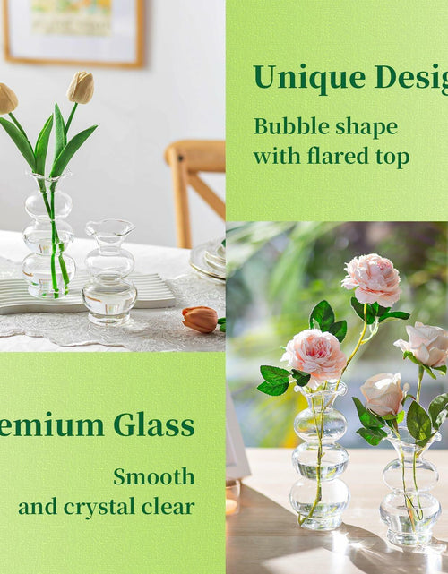 Load image into Gallery viewer, Hewory Glass Bubble Bud Vase Small Clear Glass Flower Vase for Single Stem
