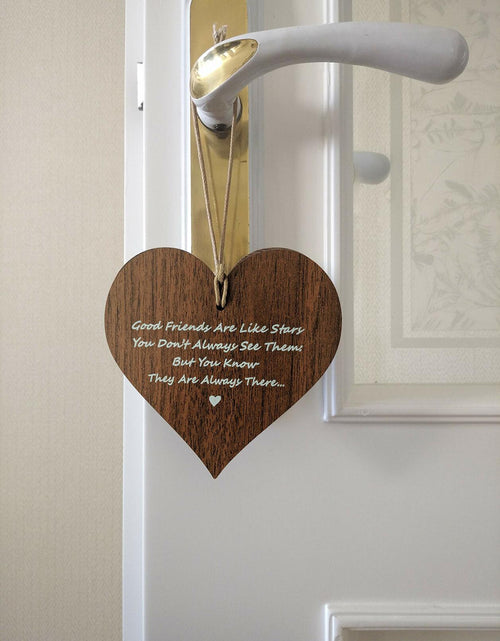 Load image into Gallery viewer, Wooden Antique Hanging Heart Plaque Sign Brown Good Friends Quote
