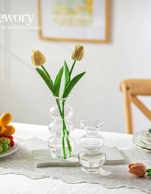 Load image into Gallery viewer, Hewory Glass Bubble Bud Vase Small Clear Glass Flower Vase for Single Stem
