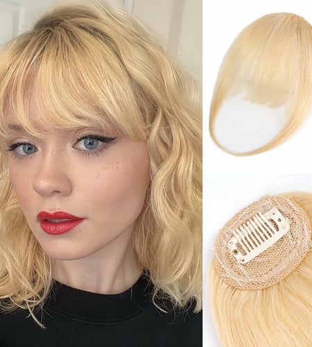 starluck Clip in Bangs 9g 100% Human Hair Extensions Light Blonde