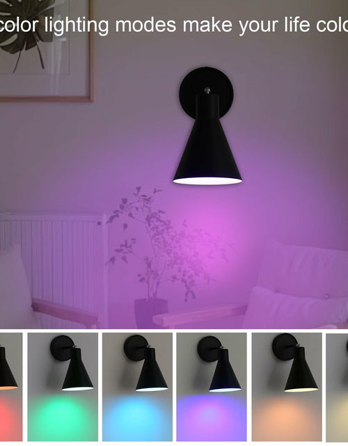 Load image into Gallery viewer, FILIMITIY Battery Operated Modern Dimmable LED RGB Wall Sconce Black
