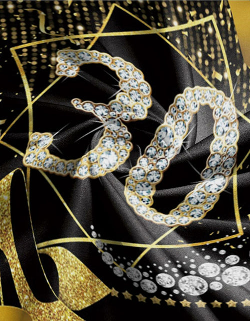 Load image into Gallery viewer, Baocicco 7.5ft 30th Birthday Round Backdrop Black Gold Glitter Ribbon
