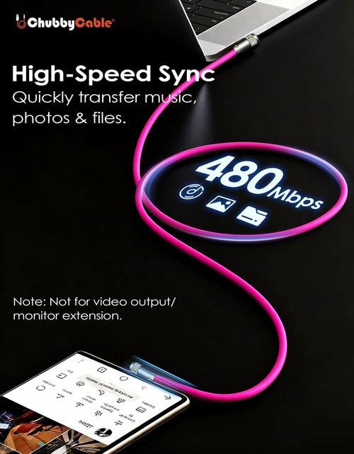 Load image into Gallery viewer, chubbycable FlexElbow Pro 90° 240W USB-A to USB-C Cable Rose Red 0.32FT
