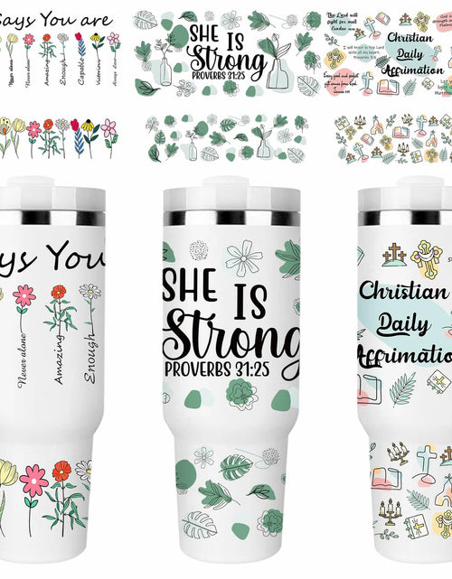 Load image into Gallery viewer, UV DTF Cup Wrap Transfer 6 Sheets Bible Verse Floral Waterproof 40oz Tumbler
