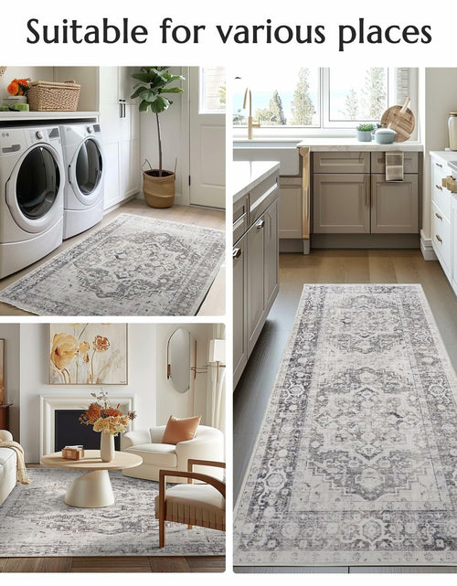 Load image into Gallery viewer, jinchan Area Rug 4x6 Washable Vintage Floral Non Slip Indoor Greige
