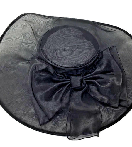 Josette Women's Kentucky Derby Organza Wide Brim Hat Black Size One Size