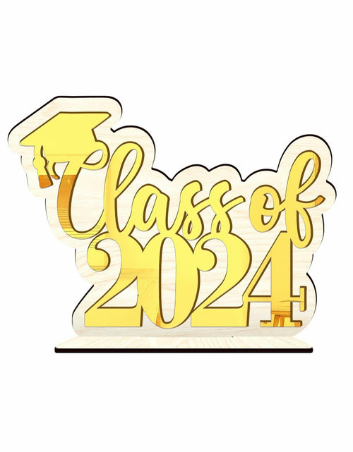Load image into Gallery viewer, Graduation Decorations Class of 2024 Gold Centerpiece Desktop Ornament
