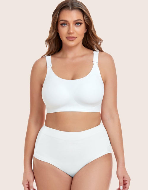 Load image into Gallery viewer, Gailife Nursing Bra Maternity Seamless Bralettes with Extenders White Size M
