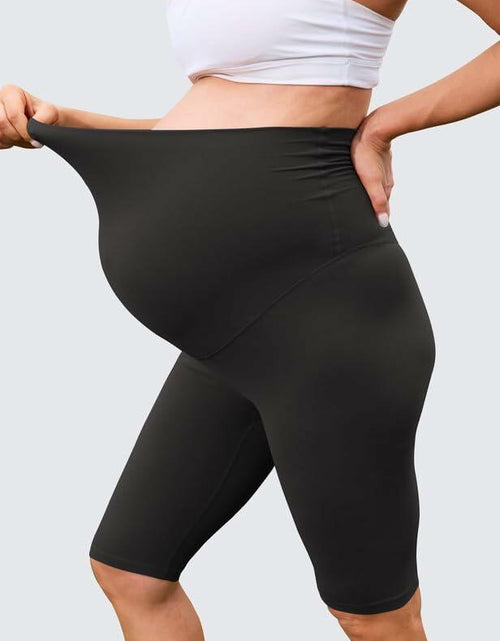 Load image into Gallery viewer, QoBexim Womens Maternity Yoga Shorts Over Belly Comfy Black Freesize

