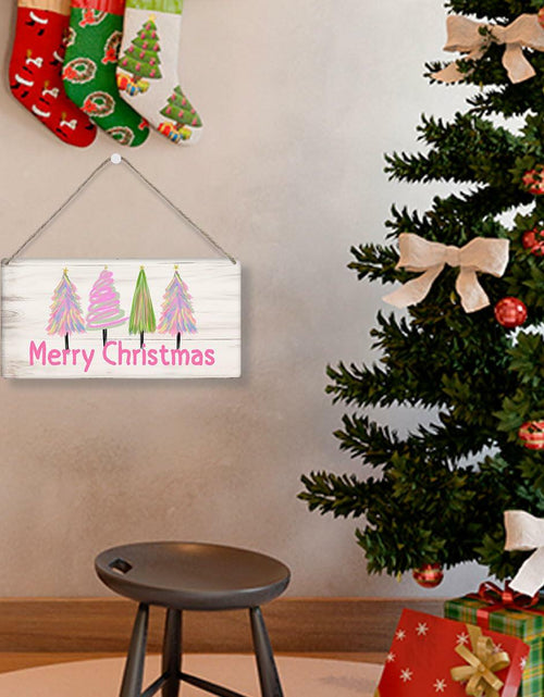 Load image into Gallery viewer, Christmas Decorations Merry Xmas Tree Decor Pink 12x6 inches
