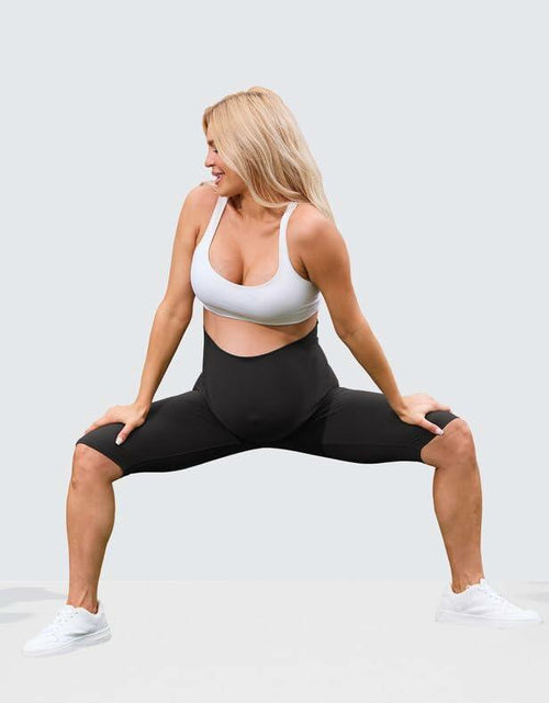 Load image into Gallery viewer, QoBexim Womens Maternity Yoga Shorts Over Belly Comfy Black Freesize
