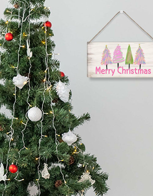 Load image into Gallery viewer, Christmas Decorations Merry Xmas Tree Decor Pink 12x6 inches
