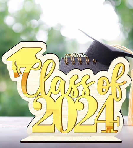 Graduation Decorations Class of 2024 Gold Centerpiece Desktop Ornament