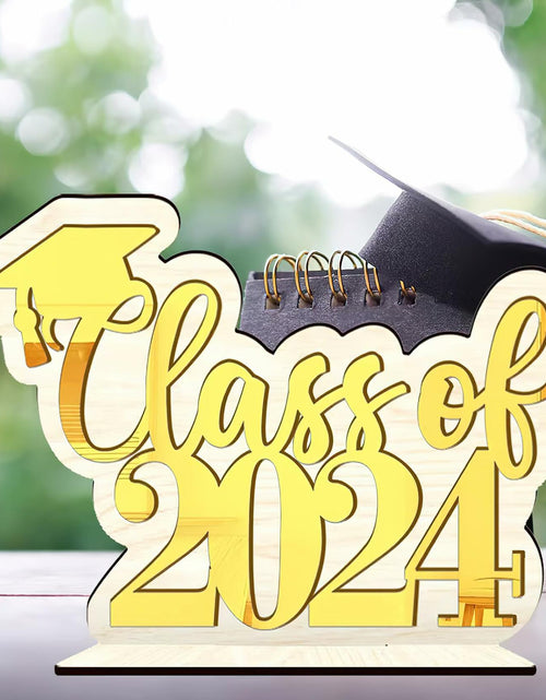 Load image into Gallery viewer, Graduation Decorations Class of 2024 Gold Centerpiece Desktop Ornament
