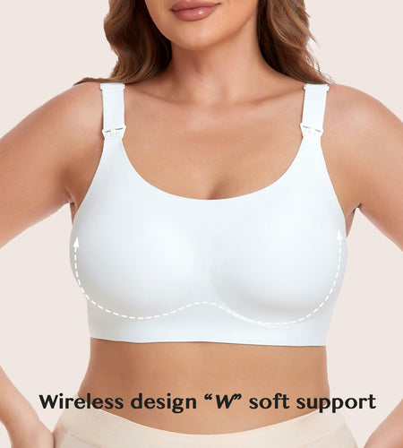 Gailife Nursing Bra Maternity Seamless Bralettes with Extenders White Size M