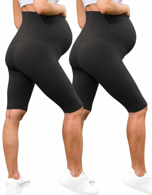 Load image into Gallery viewer, QoBexim Womens Maternity Yoga Shorts Over Belly Comfy Black Freesize
