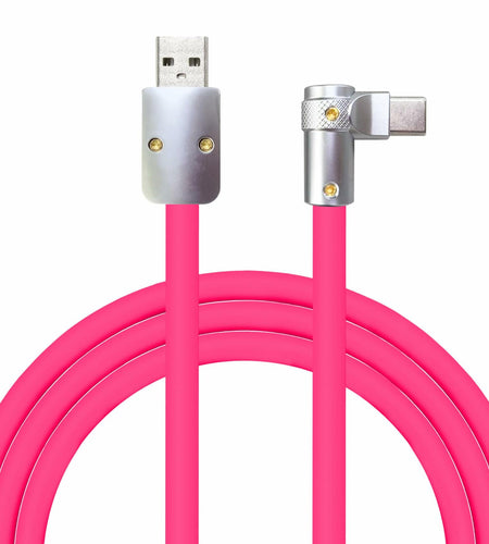 chubbycable FlexElbow Pro 90° 240W USB-A to USB-C Cable Rose Red 0.32FT