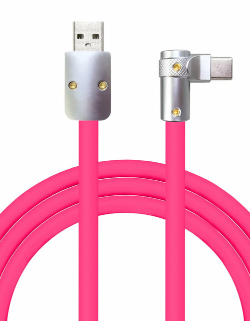 Load image into Gallery viewer, chubbycable FlexElbow Pro 90° 240W USB-A to USB-C Cable Rose Red 0.32FT
