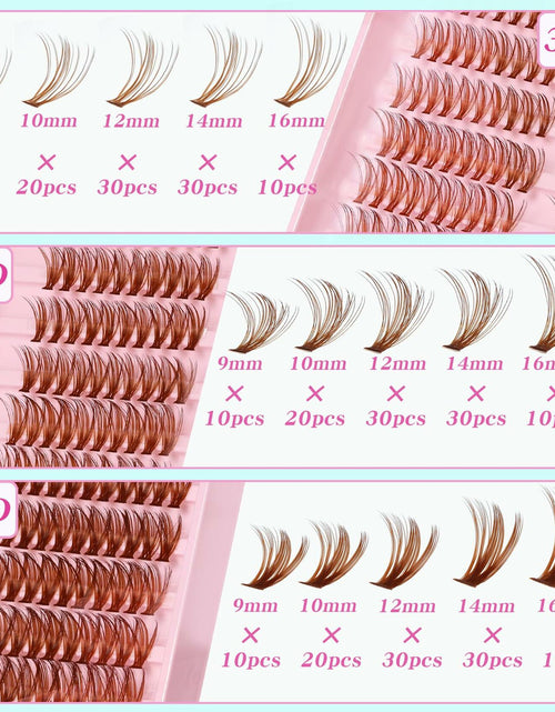 Load image into Gallery viewer, Losha Lash Clusters Wispy Brown D Curl 9-16mm 300pcs
