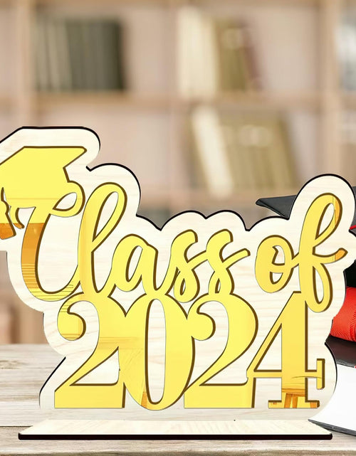 Load image into Gallery viewer, Graduation Decorations Class of 2024 Gold Centerpiece Desktop Ornament
